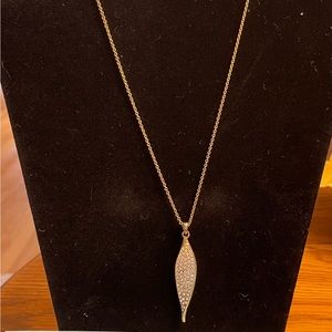 Touchtone leaf shaped pendent in Swarovski crystals - 19” adjustable chain
